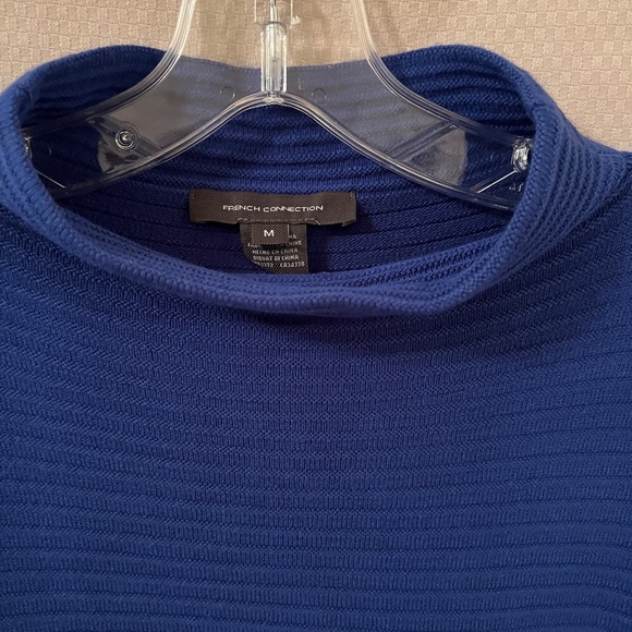 French Connection Lena Funnel Neck Pullover Sweater Royal Blue Sz M - Picture 2 of 12